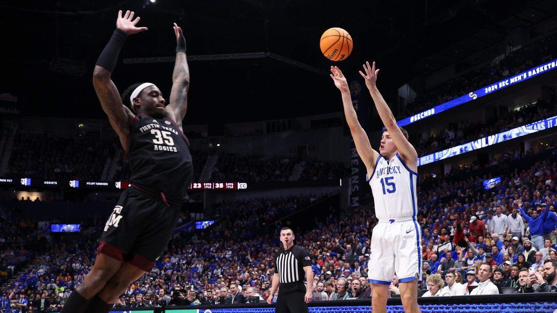 Shot charts from Kentucky basketball’s 97-87 SEC Tournament loss to Texas A&M