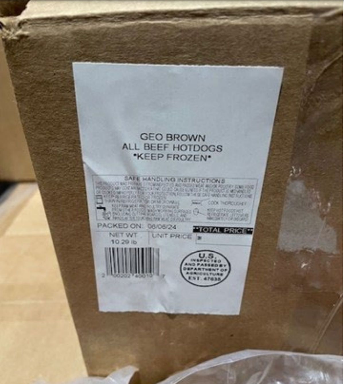 Packaging on one of the hotdog products subject to recall, according to the USDA. The recall notice was issued on July 17, 2024.