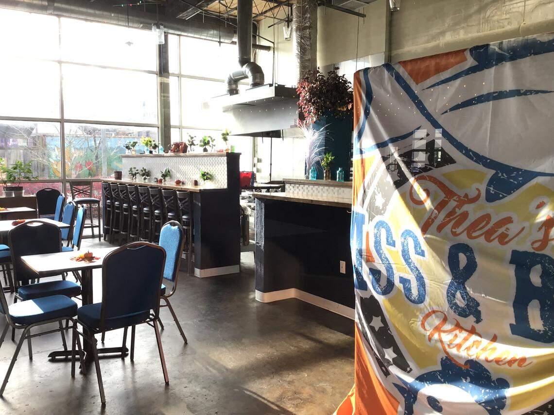 The former Social Vegan space in Greyline Station is now occupied by Thea’s Bass & Biddy Kitchen, which serves Detroit style fried chicken and fish and more.