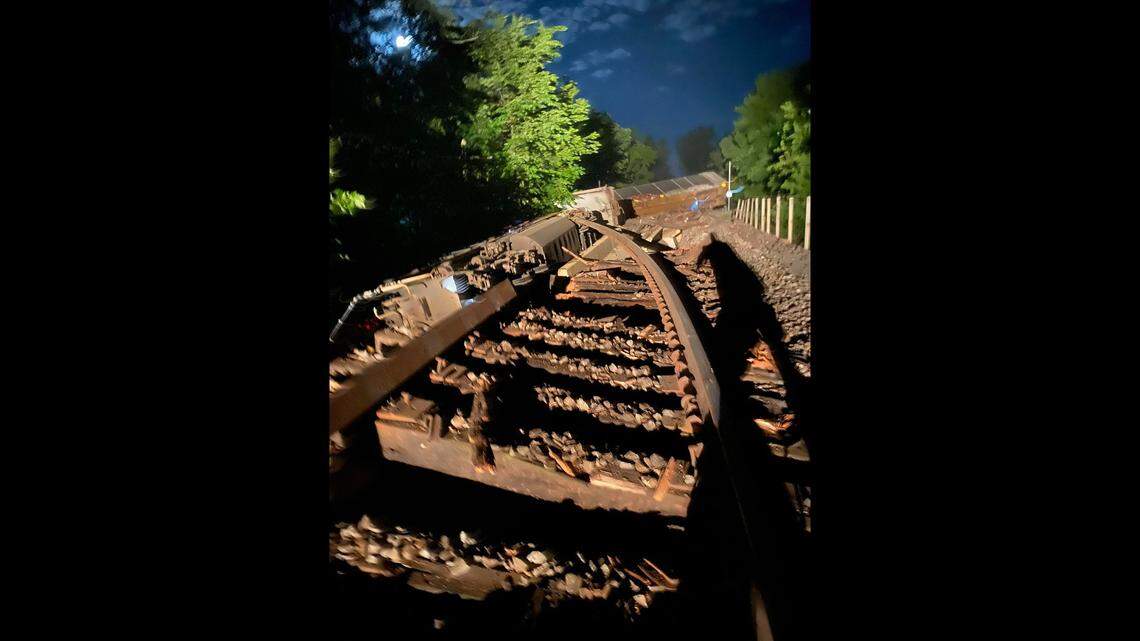 Train carrying 29 cars derails in Western Kentucky. Roads closed
