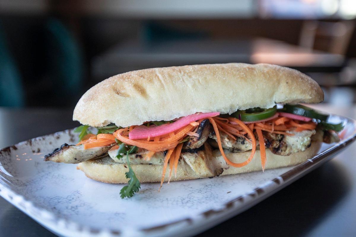 The Siam-wich, a Thai banh mi, at East End Tap and Table at 333 East Main Street, has housemade pickled vegetables on the sandwich.
