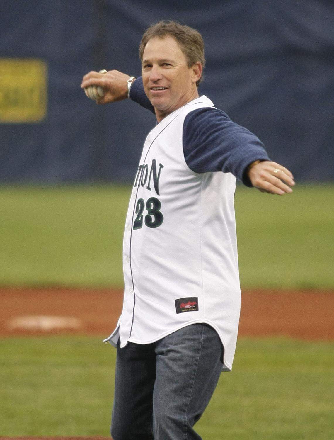 Former Cincinnati Red and Bryan Station High School alumnus Doug Flynn threw out the first pitch when his jersey was retired by the school in 2009.