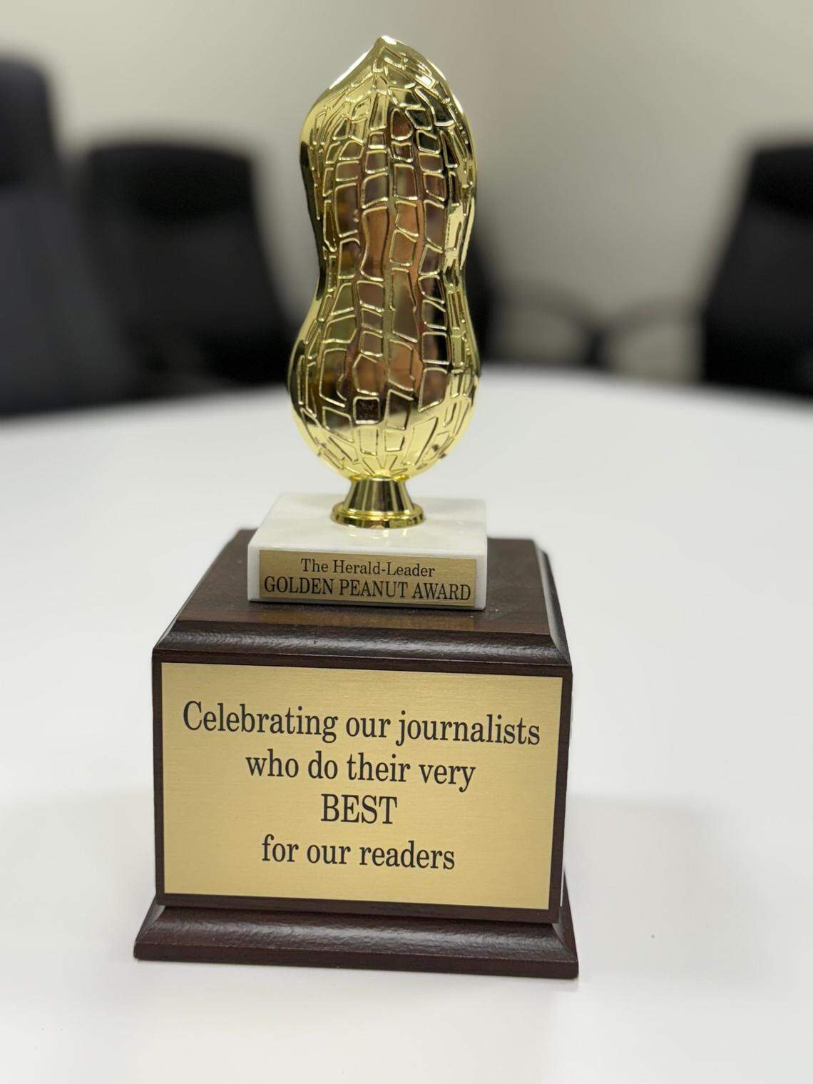 The Herald-Leader Golden Peanut Award, named for former President Jimmy Carter. 