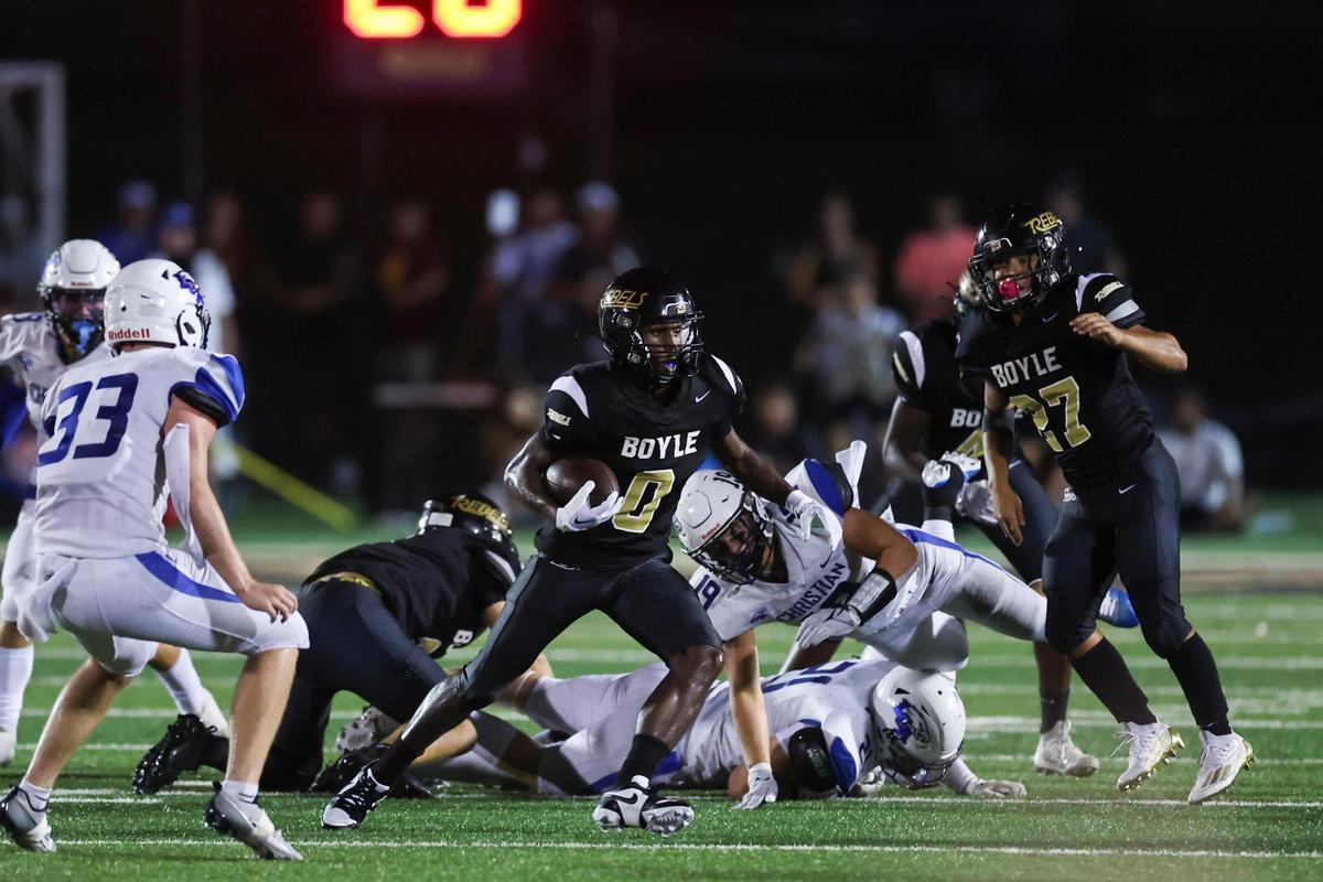 Boyle County’s Demauriah Brown (0) had a kickoff return touchdown and two interceptions against Lexington Christian on Saturday.