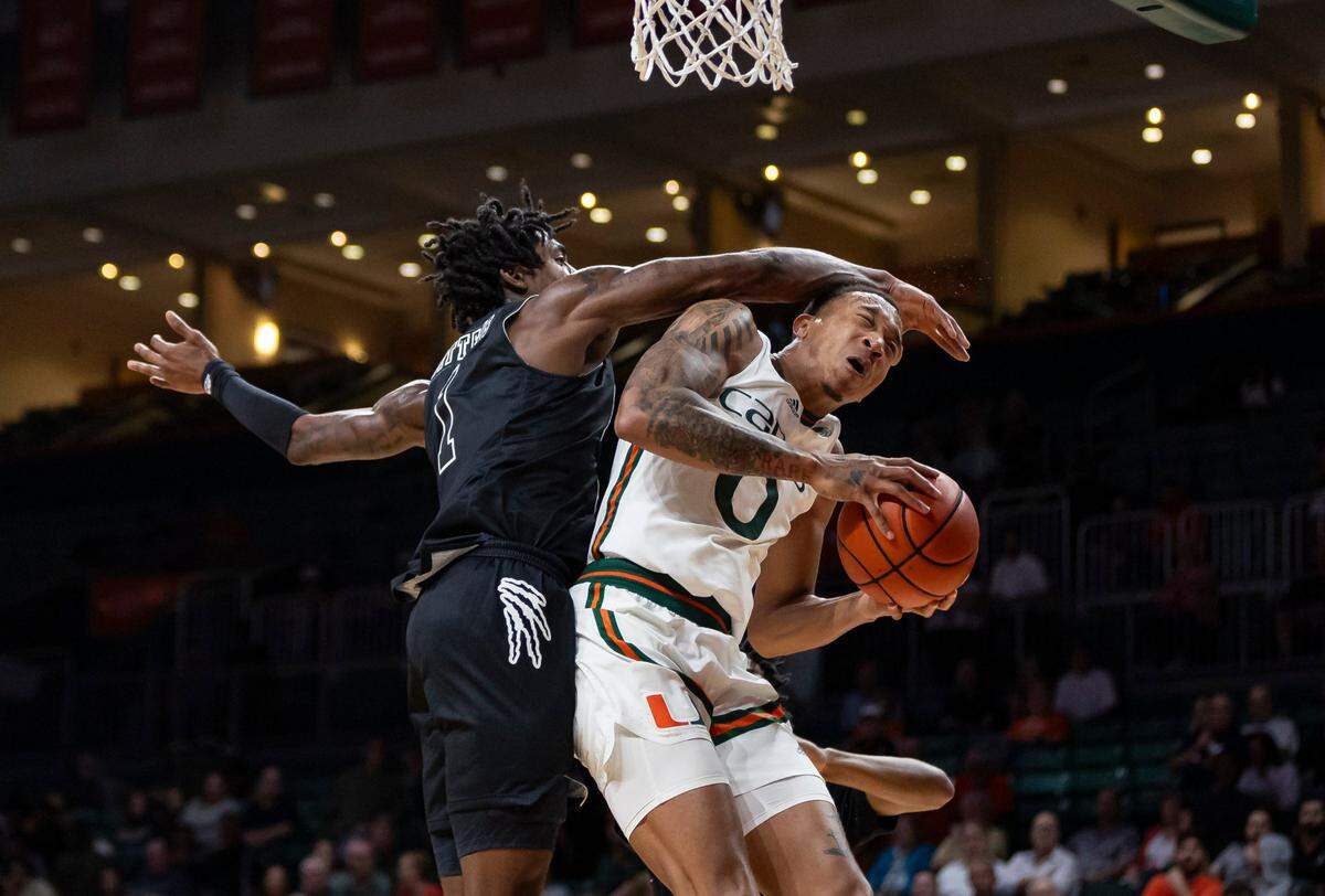After transferring from Florida State, new Miami forward Matthew Cleveland (0) is averaging 16.8 points and 5.2 rebounds through five games for the Hurricanes.