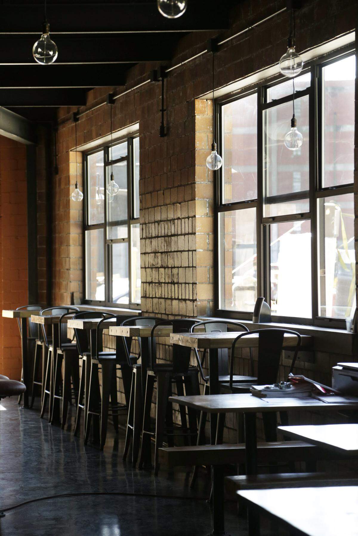 Window seating at Middle Fork Kitchen Bar in the Pepper Distillery campus on Manchester St. The restaurant opened in 2015. Owner Mark Jensen said in an email to supporters that the restaurant won’t be reopening due to the COVID pandemic.