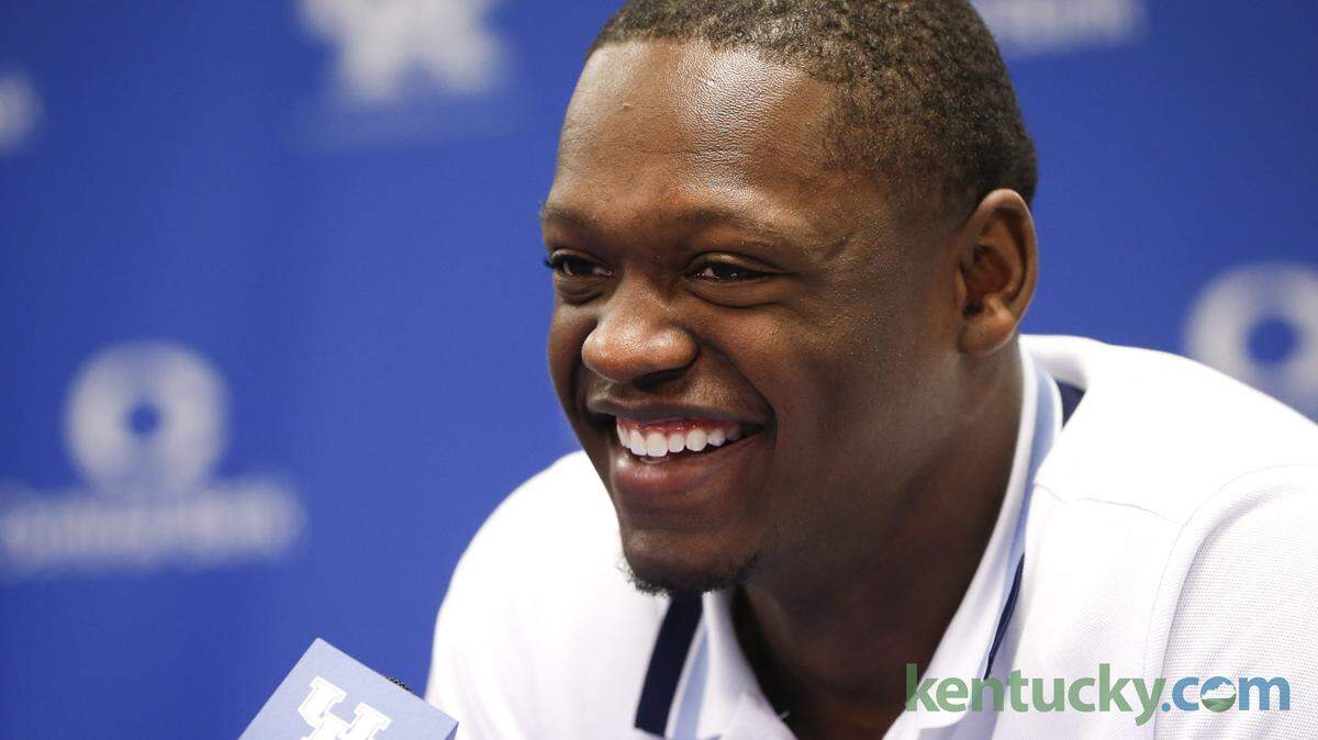 Kentucky's Julius Randle announced he will enter the 2014 NBA Draft, on Tuesday April 22, 2014 in Lexington, KY. Photo by Mark Cornelison | Staff