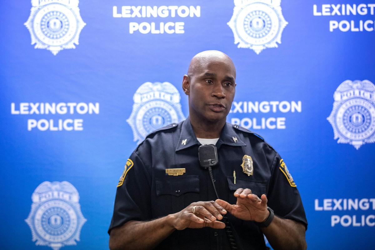 Lexington Police Chief Lawrence Weathers spoke to the media at the Lexington Police Department on May 29, 2020.