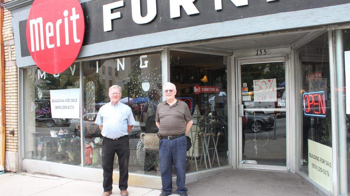 Merit Furniture, which has been on North Limestone since 1956, is moving. Owners Larry, left, and Stan Hitchner will operate the business on Seventh Street.