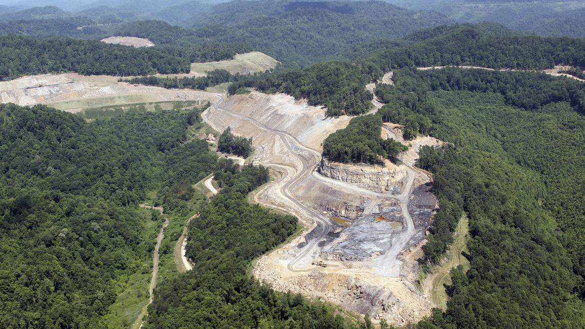 This file photo shows a surface mine near Sassafras in Knott County before reclamation.