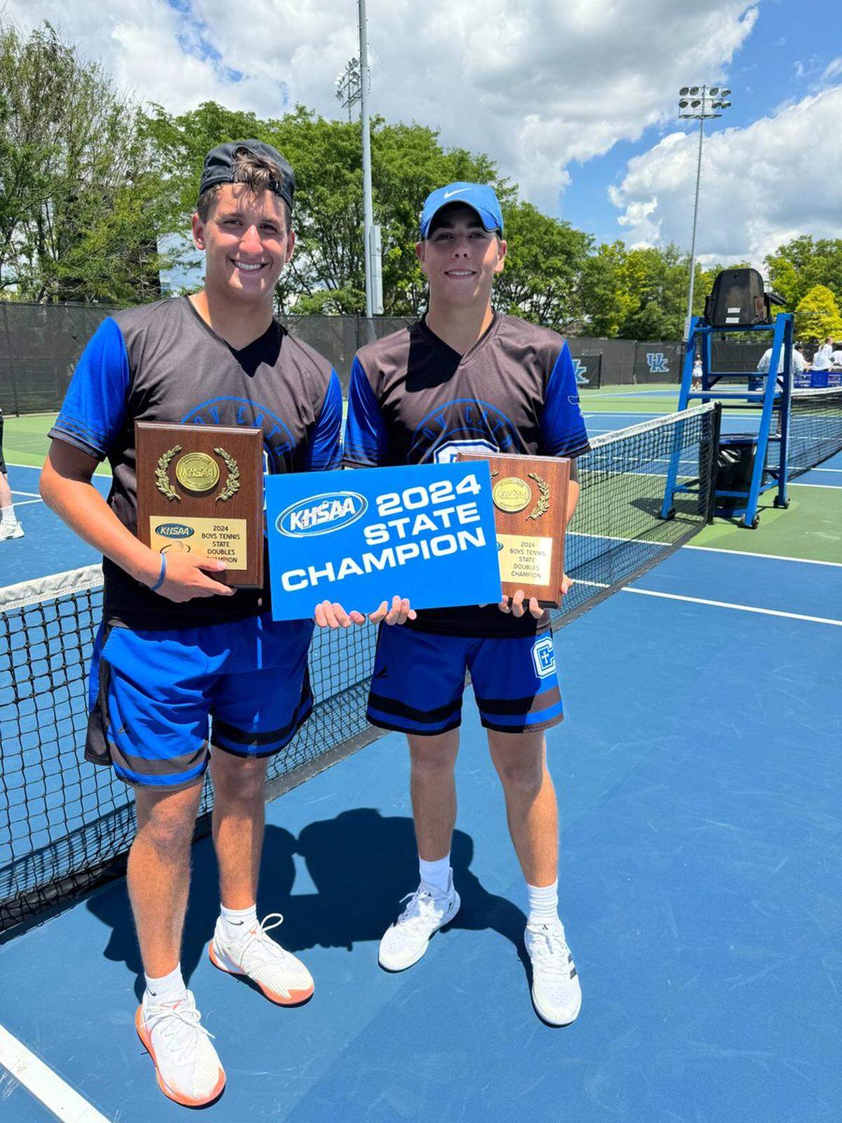 Kalei Christensen and Alex Yeager of Covington Catholic successfully repeated as boys’ doubles champions.