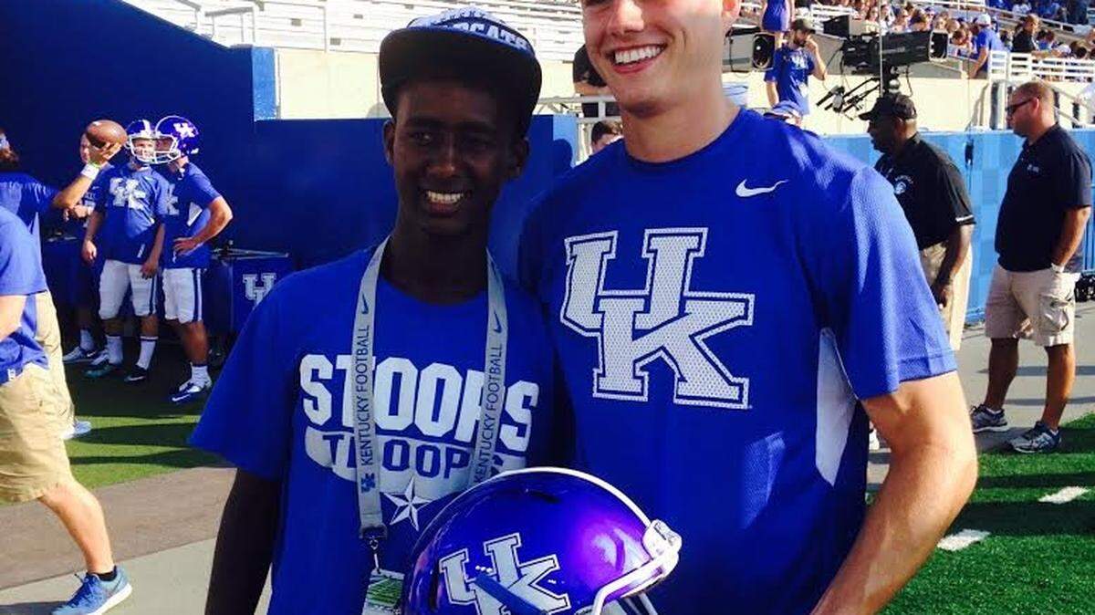 Landon Foster and Dejene, his friend from Ethiopia who now goes by the name of Josh, saw each other for the first time in 16 months, before UK's football game Saturday.   