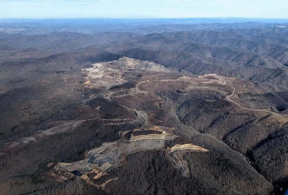 A former surface mine in Pike County, in Eastern Kentucky, had not been fully reclaimed in December 2023 even though there had been no mining at the site in several years.