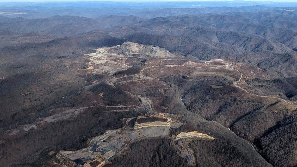 A former surface mine in Pike County, in Eastern Kentucky, had not been fully reclaimed in December 2023 even though there had been no mining at the site in several years.