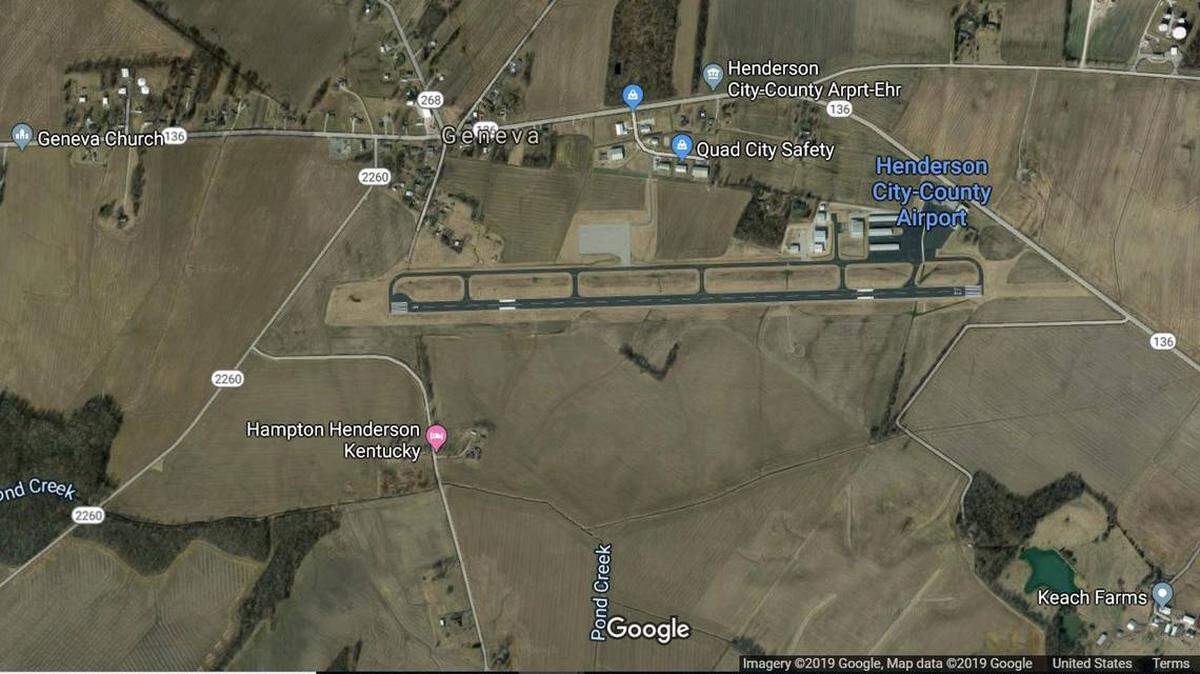 A plane crashed off the runway at the airport in Henderson, killing the two men aboard.