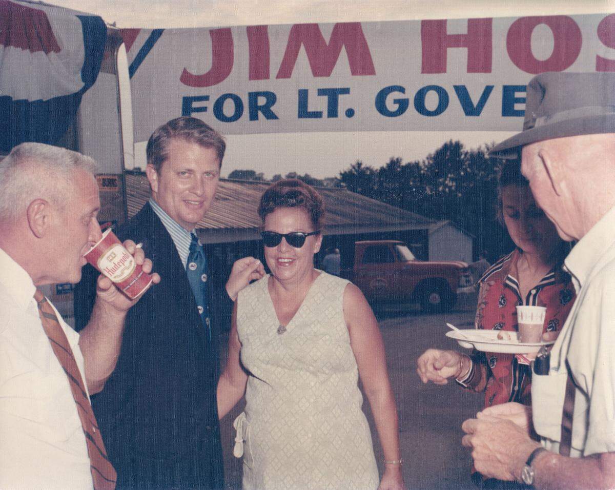 Jim Host, in suit and tie, during his 1971 campaign as the Republican nominee for Kentucky Lieutenant Governor. Host lost the race to Democrat Julian Carroll.