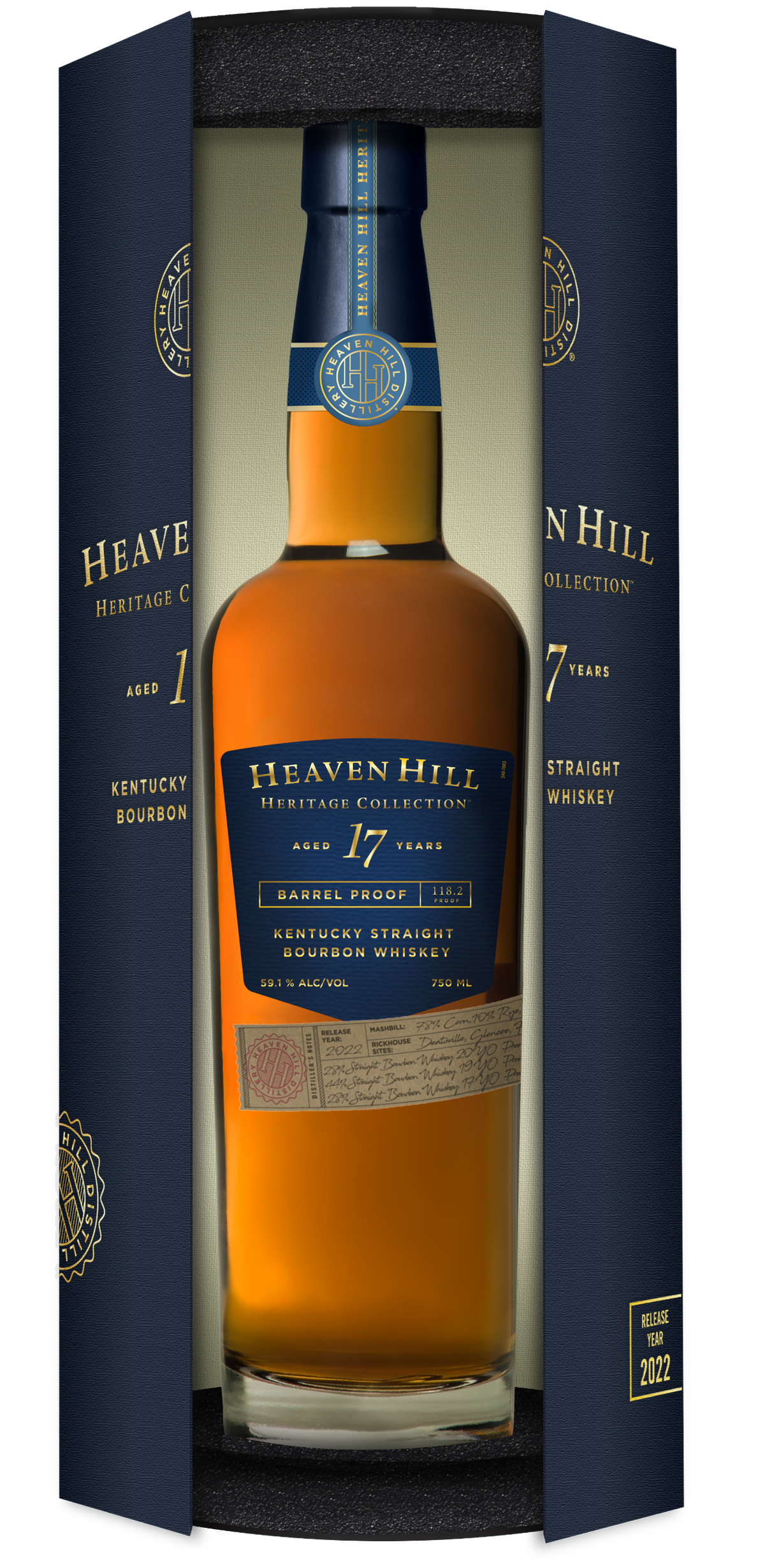 The first release in Heaven Hill’s new Heritage Collection is a 17-year-old barrel proof bourbon. It will go on sale this spring for a suggested retail price of about $275.