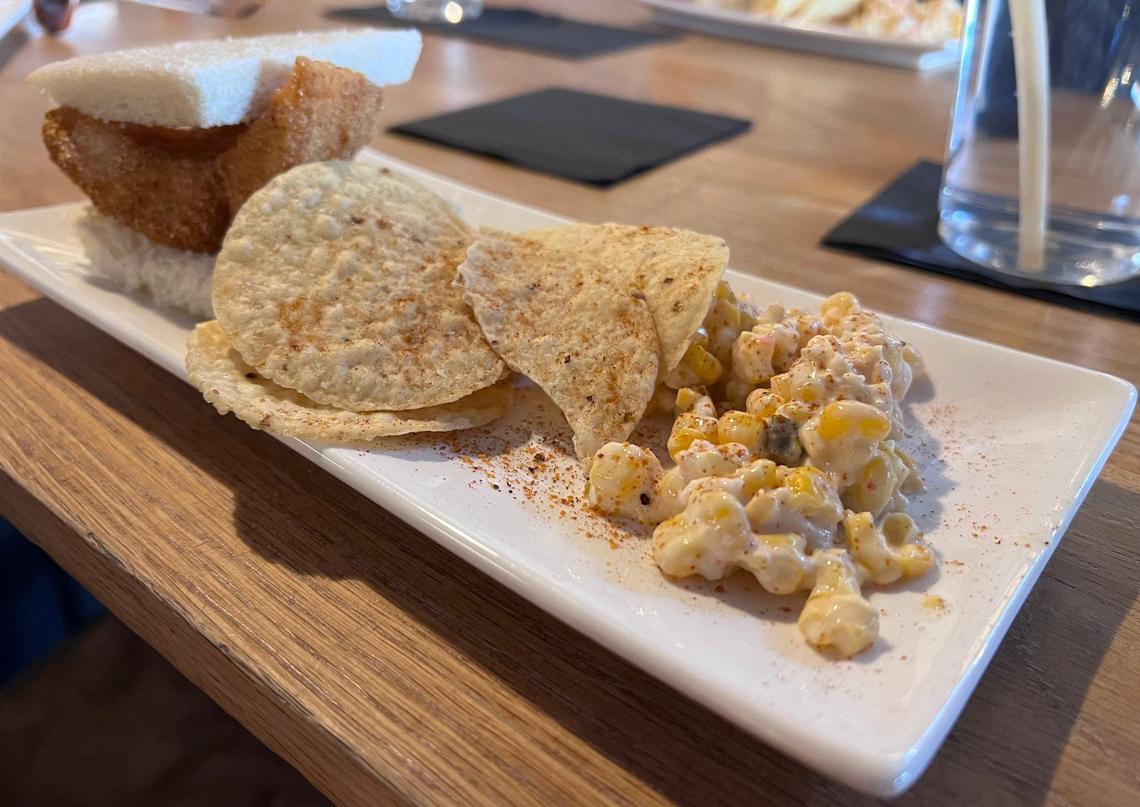Catfish sampler the Bites of the Bluegrass walking food and history tour of downtown Lexington, Ky on March 21, 2024.