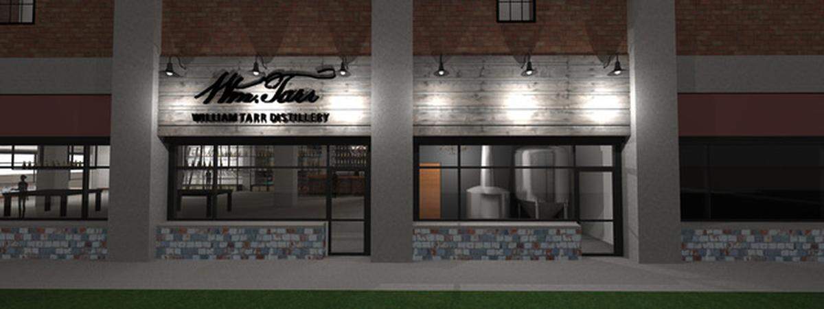 A rendering by Burnworth Designs of the Wm. Tarr Distillery in the Rickhouse building on the Pepper Campus on Manchester Street. The distillery will be opening to visitors and tastings and have a full bar.