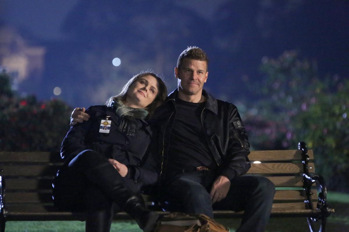Emily Deschanel, left, and David Boreanaz stared in 12 season of the TV show “Bones” on FOX.
