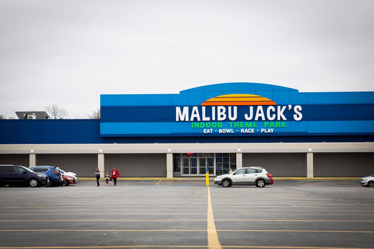 A family leaves Malibu Jacks in Lexington, Ky., on Monday, March 16, 2018. Malibu Jacks closed its doors to the public at 2:00 p.m. today.
