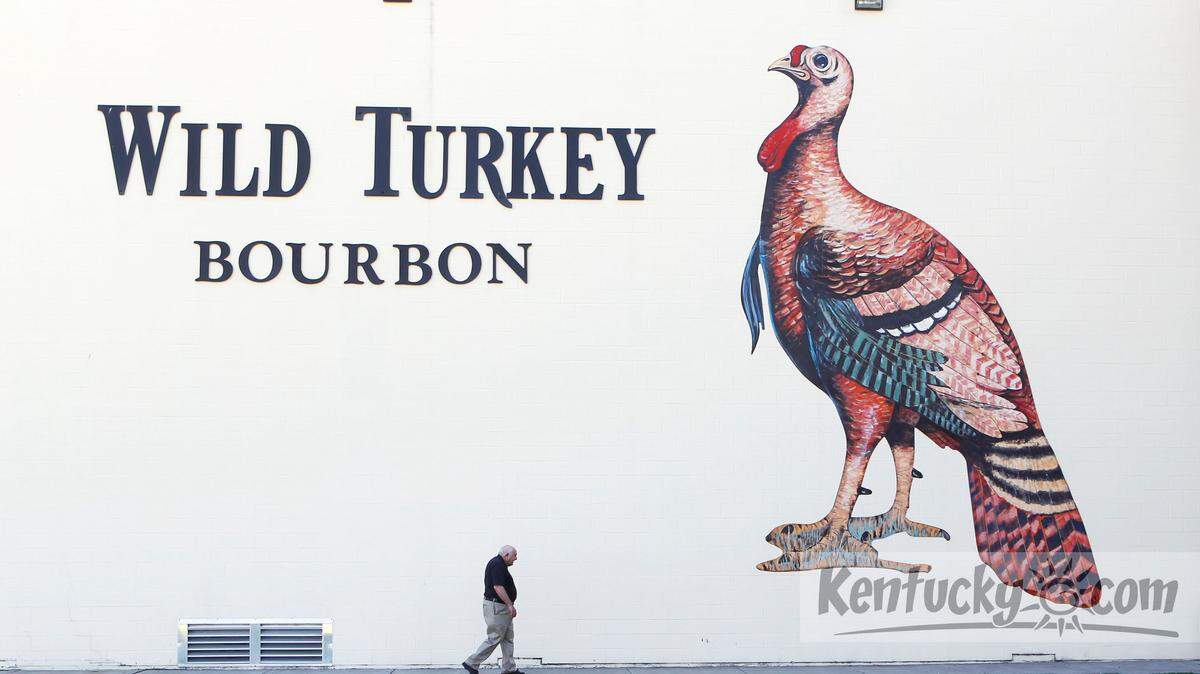 Master distiller Jimmy Russell passed a large mural at the Wild Turkey Distillery near Lawrenceburg. 