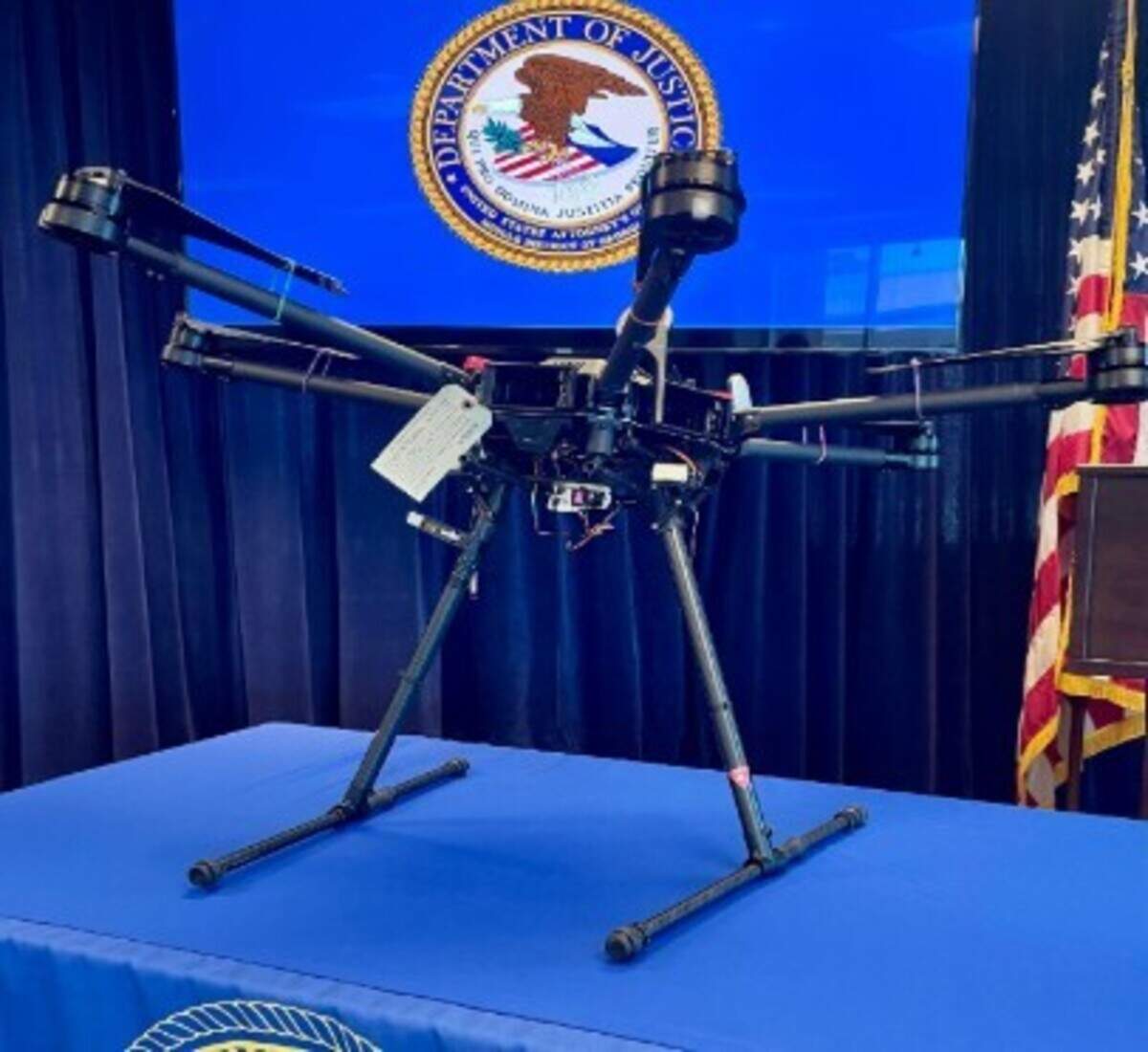 A photo of a drone used in a multi-state drone-smuggling operation that provided contraband to 10 prisons across eight states.