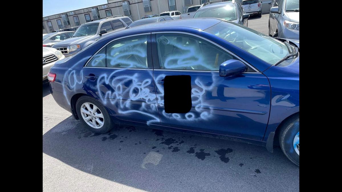 Vandals at Lexington’s Henry Clay High School spray-painted a phallic symbol on a teacher’s car during the school day. School district officials said they could not help pay for cleanup.