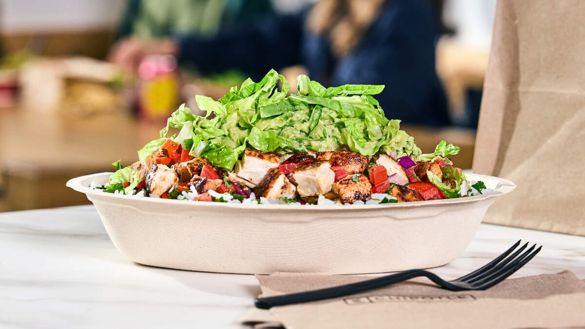 A Chicken Burrito Bowl from Chipotle Mexican Grill, which has more than 4,000 locations globally. Richmond is opening its first location July 16.