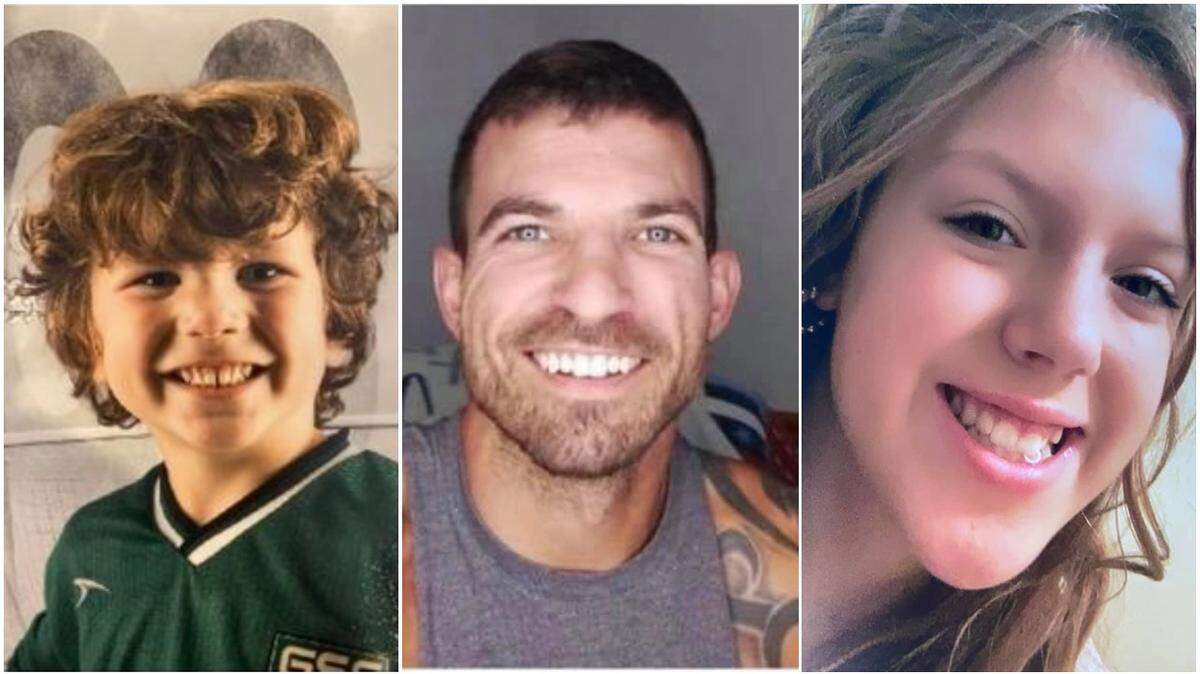 From left, Noah Clare, Jacob Clare and Amber Clare are missing. Authorities are searching in Kentucky and Tennessee.