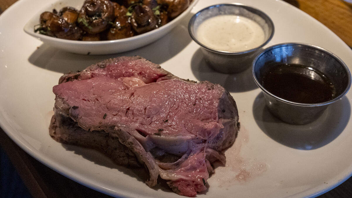 Firebirds Wood Fired Grill’s Slow Roasted Prime Rib ($41.95) is only available on Saturdays and Sundays. It is hand-carved, herb-rubbed and comes with homemade au jus and creamy horseradish sauce.