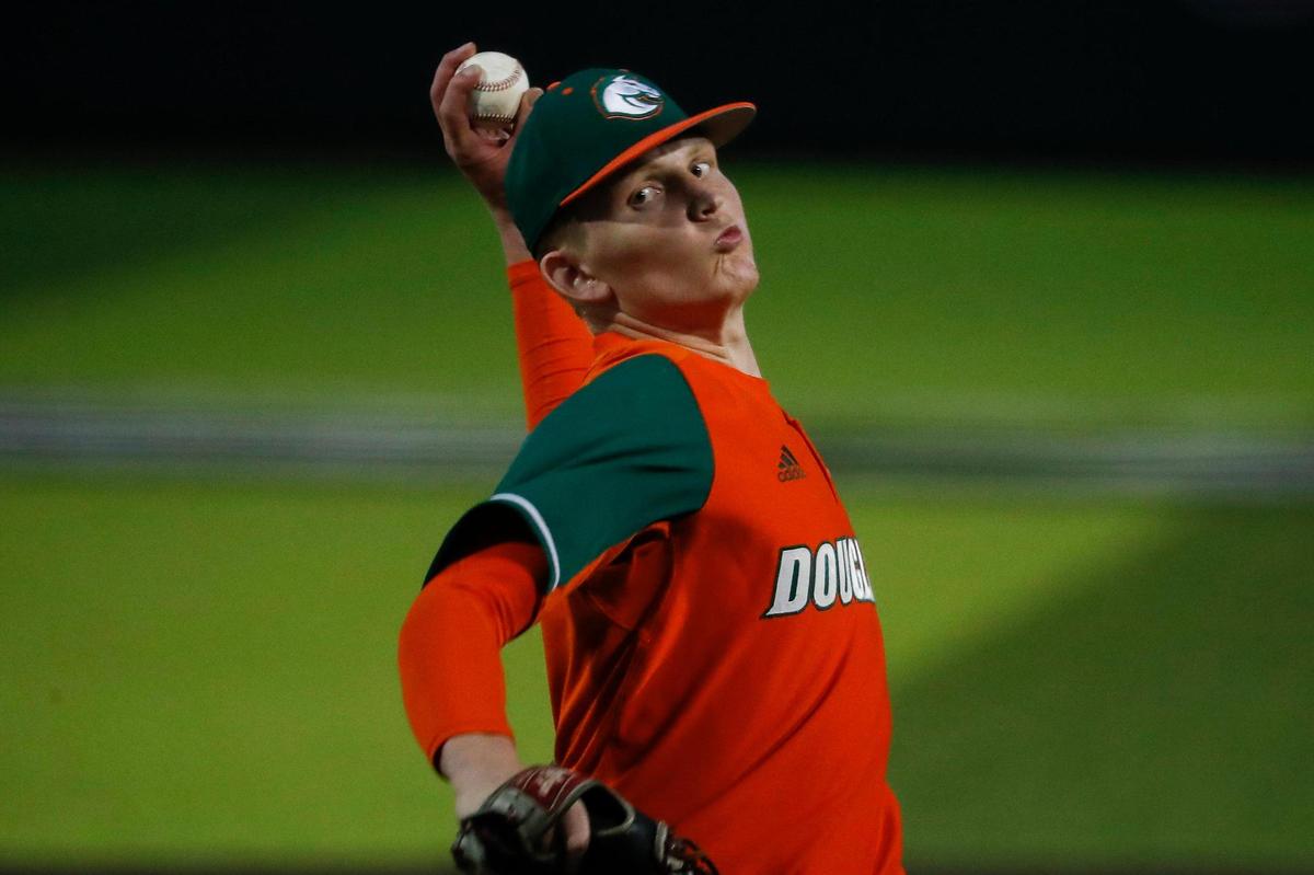 Frederick Douglass’s Gavin Faulkner pitches against Henry Clay during the teams’ game at EKU on April 13.