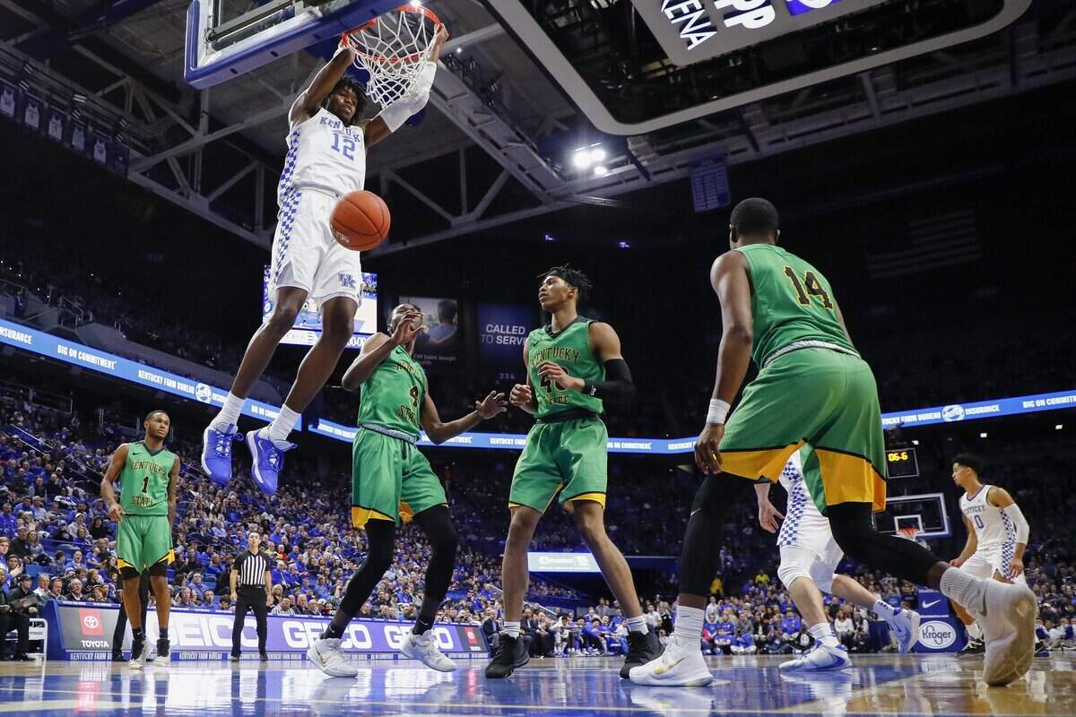Kentucky freshman forward Keion Brooks (12) had nine points and nine rebounds in UK’s 83-51 exhibition victory over Kentucky State.