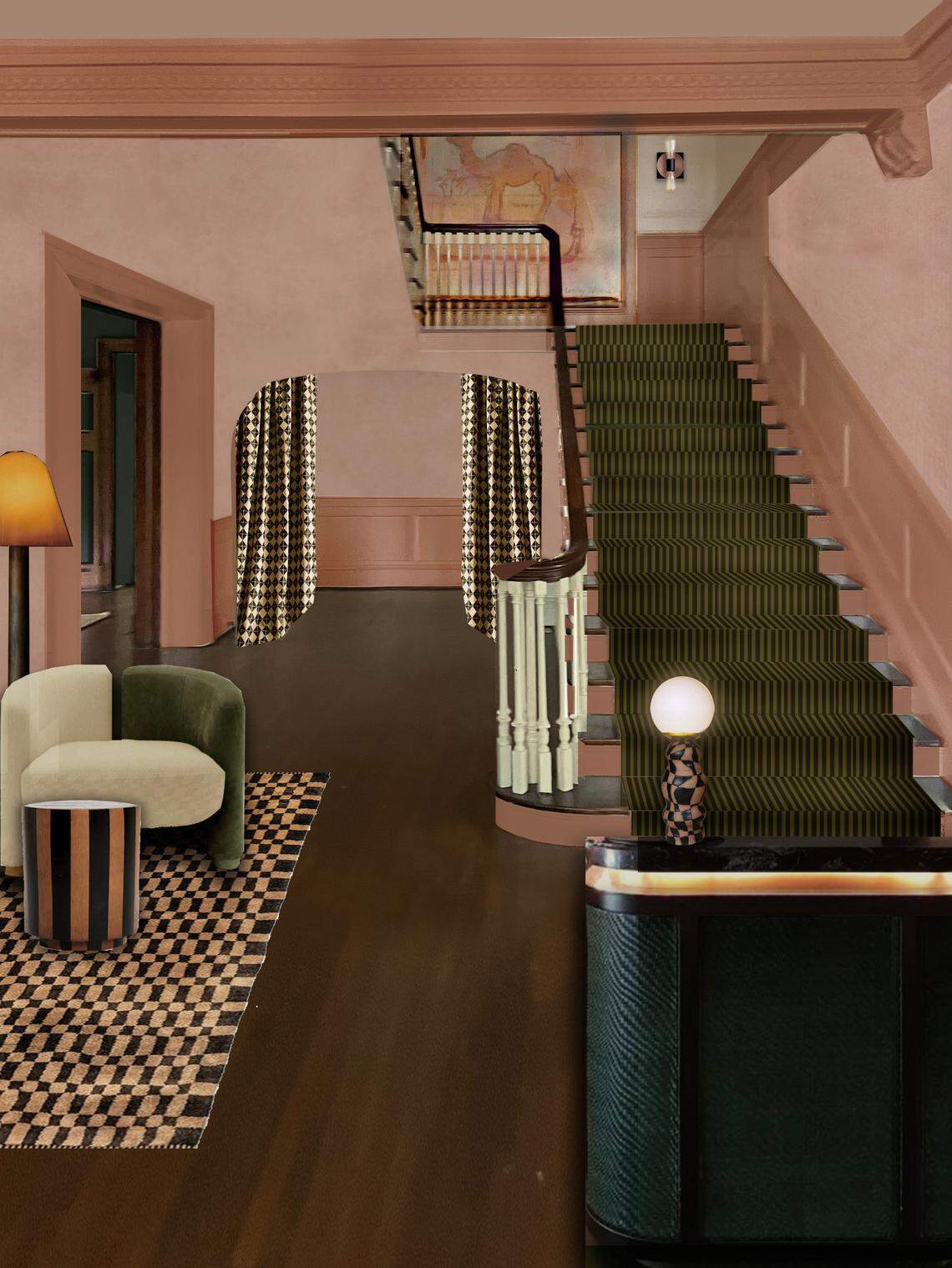 The rendering of entry foyer of the Camel Club