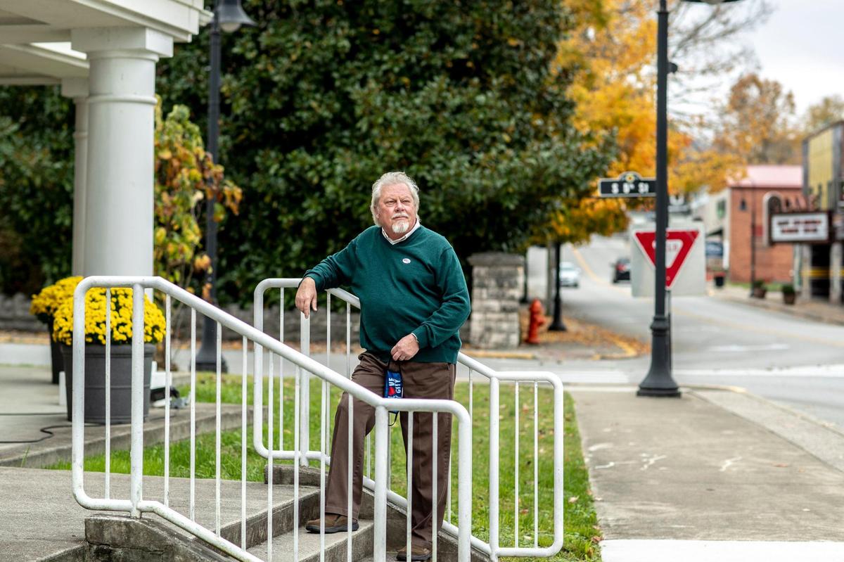 Roddy Harrison, mayor of Williamsburg, Ky., poses for a portrait in front of city hall Monday, Oct. 26, 2020.