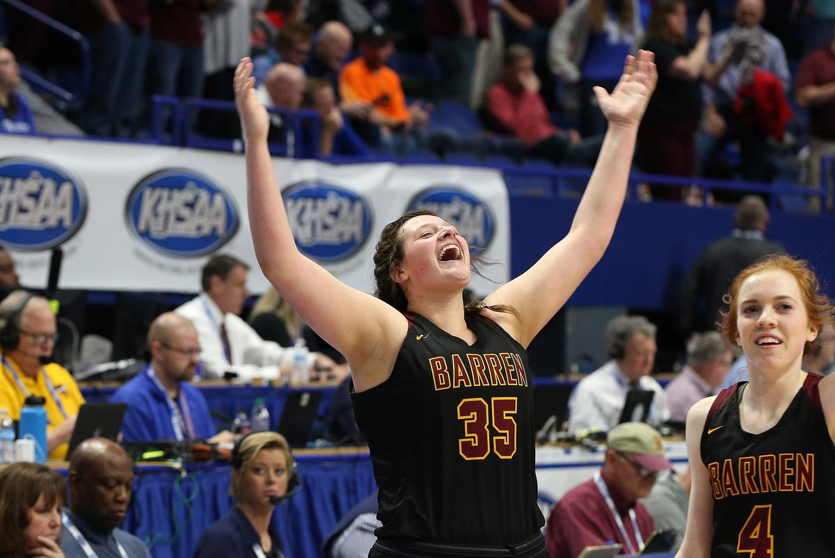 Barren County’s McKenzie England celebrated after her team defeated Pikeville on Thursday.