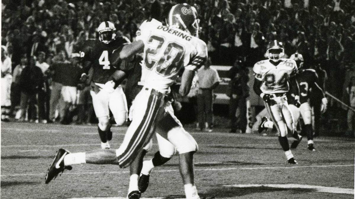 Chris Doering caught the touchdown pass that beat Kentucky 24-20 on Sept. 11, 1993, ruining "what might have been our best chance at beating Florida in the past 20 years," according to Wildcats fan William Downey of Lexington, who was attending his first UK game that night in Commonwealth Stadium.    
