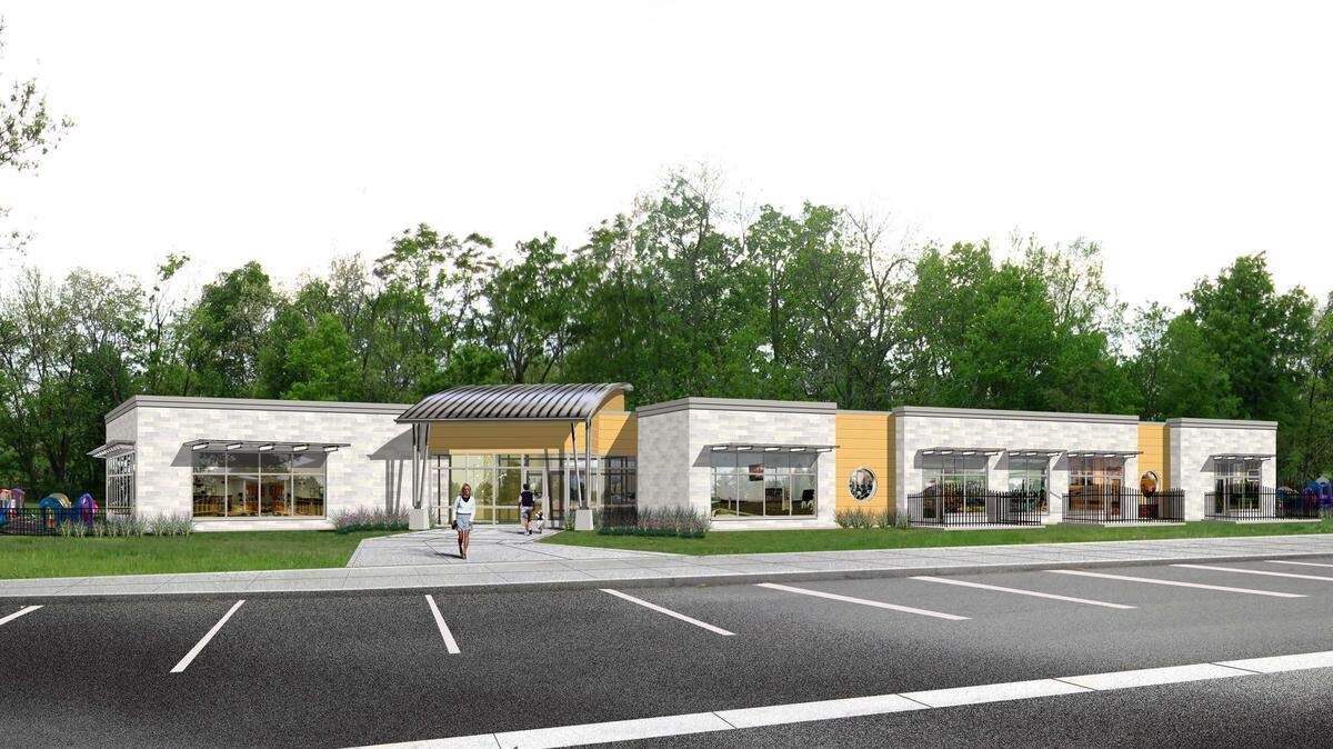 A rendering shows the planned Lexmark International child care center, scheduled to open on its campus in fall 2013.