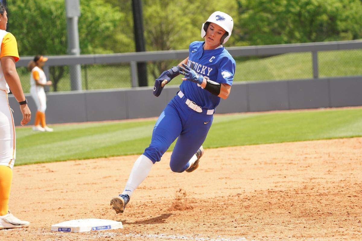 Kayla Kowalik doubled and later scored during Saturday’s loss to Tennessee. The Volunteers outhit Kentucky 25-8 on the weekend.