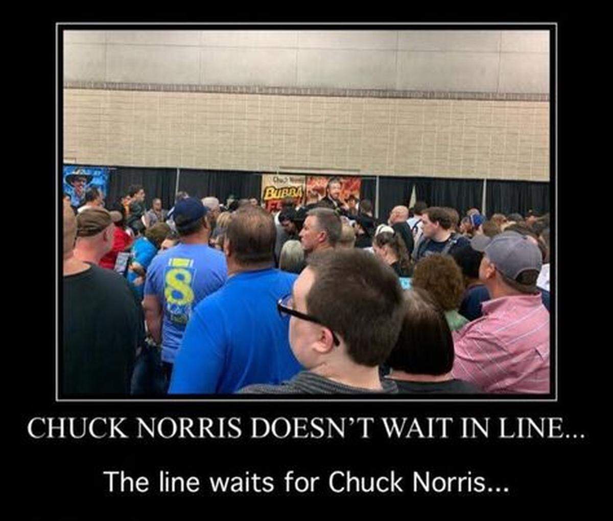 Hundreds of people lined up to meet action star Chuck Norris at the 2019 Bubba Fest in Knoxville, Tenn.