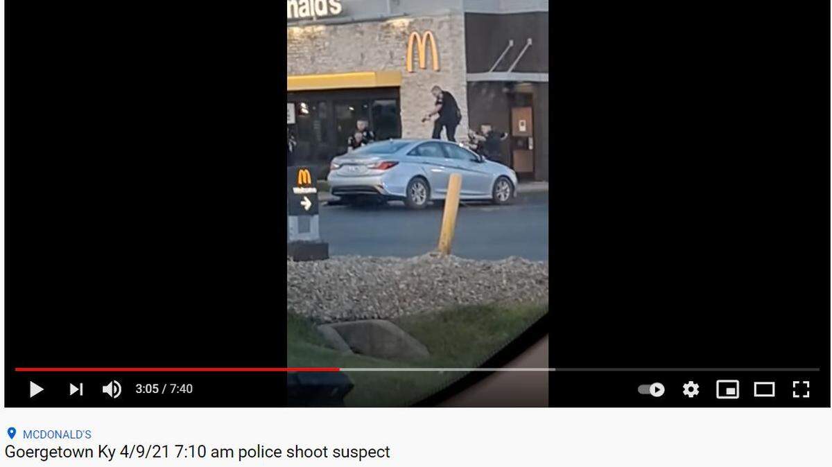 Video posted to YouTube allegedly shows Georgetown police officers firing shots at a suspect on Friday, April 9, 2021. The suspect was allegedly involved in an armed carjacking.