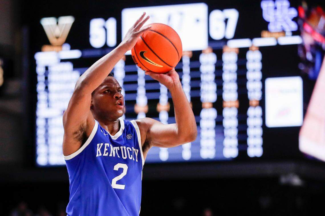 Kentucky’s Sahvir Wheeler shoots the ball against Vanderbilt during Tuesday’s game at Memorial Gymnasium in Nashville.