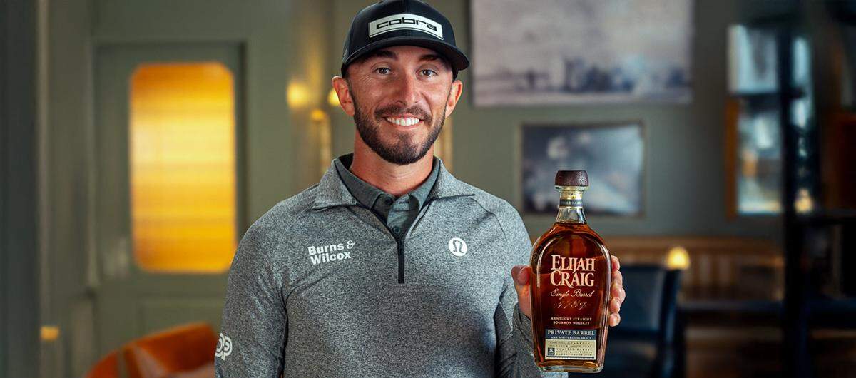 Golf pro Max Homa with his special Elijah Craig barrel pick, which will be available through the ElijahCraig.com website. Only 200 bottles will be available.