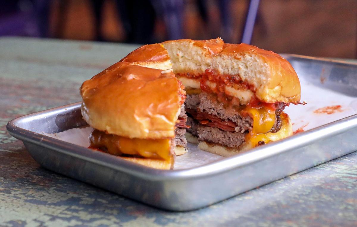 The Gangstas Paradise, with fried cool ranch mozzarella, pepperoni, and cheddar, served with marinara ($13) at Tilty Bob’s vintage arcade bar and restaurant, located at the corner of Cedar Street and South Broadway.