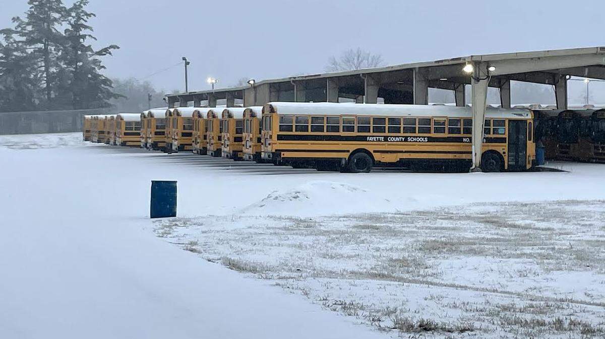 Fayette County Schools’ Liberty Road bus garage after a winter storm in February 2021.