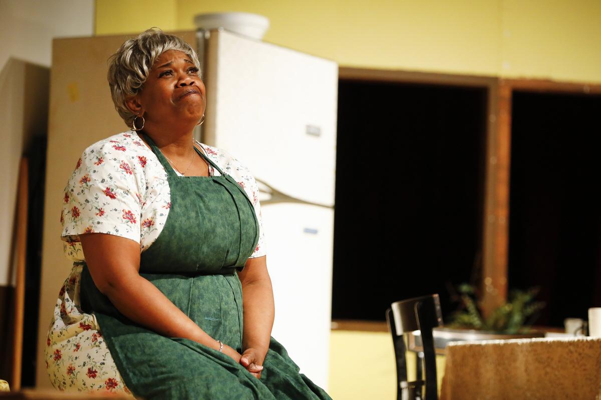 Cathy Rawlings, of Lexington, playing the role of Lena Younger, reacted during a scene during rehearsal for “A Raisin in the Sun” at The Lyric Theatre in Lexington.