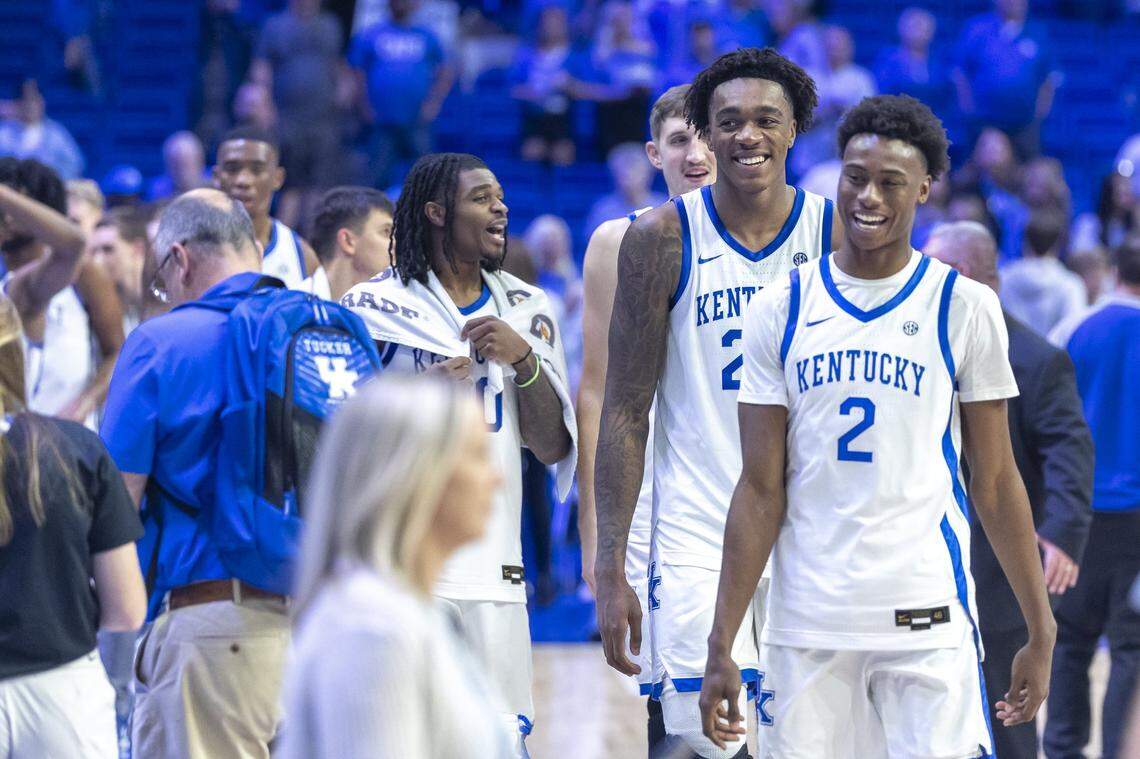 Kentucky players have been walking around the Rupp Arena court and greeting fans following every home game.