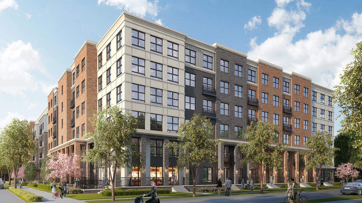 A rendering of the the proposed student housing that would replace historic houses on Maxwell Street. (Courtesy BGT)