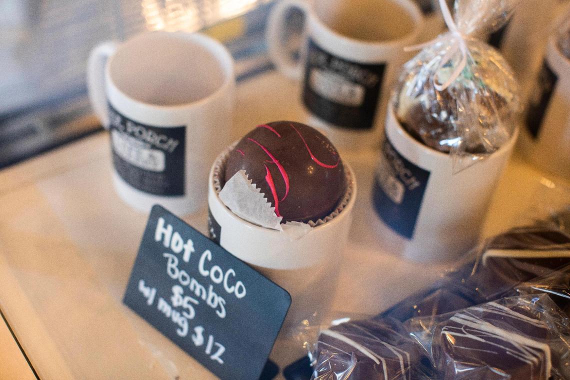 The Side Porch Cafe in Waco has hot chocolate bombs.