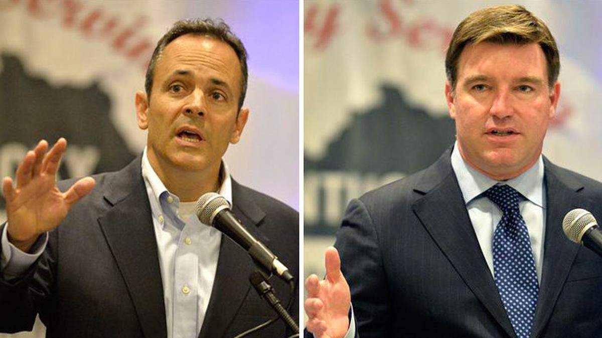 Republican Matt Bevin, left, and Democrat Jack Conway, face off for governor in November.